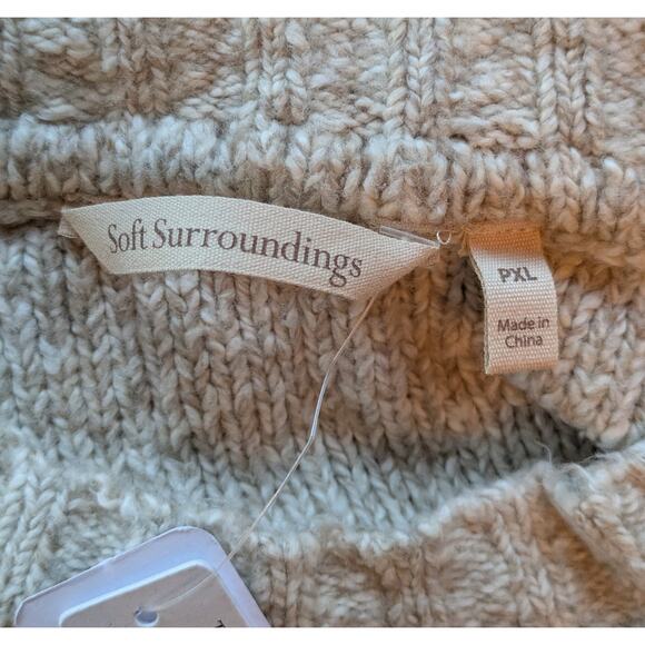 NEW Soft Surroundings Marianna Sweater PXL Heather Taupe Cable Knit Crewneck - Picture 8 of 10